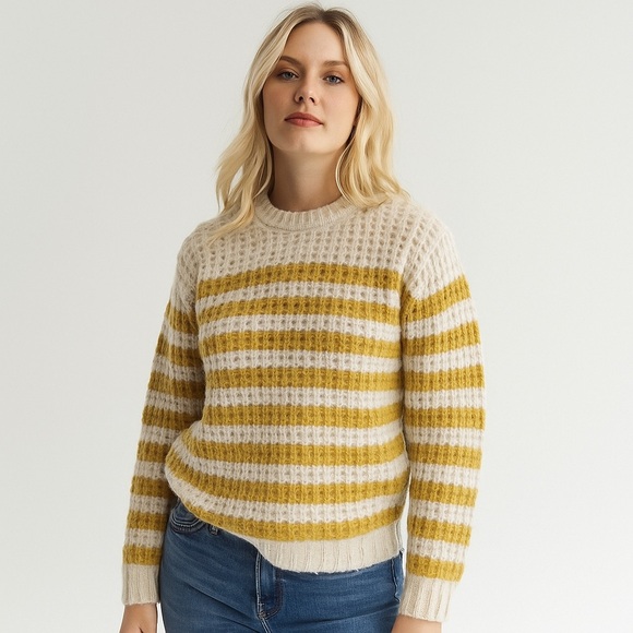 MOTHER Sweaters - MOTHER "The Jumper" Sweater Small‎ Mostly Sunny Striped Alpaca Blend Cozy Soft